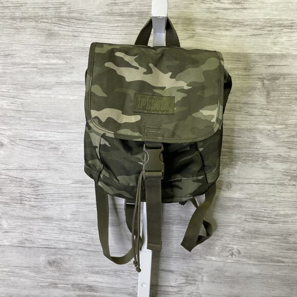 Victoria's Secret Handbags - Victoria’s Secret PINK Collection Mini Camo Green Backpack Tote Bag Travel Purse